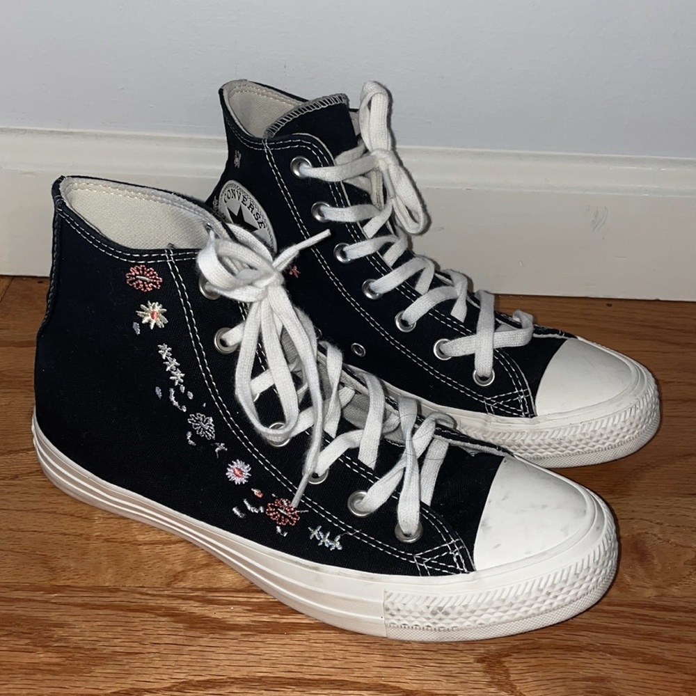 Womens Chuck Taylor All Star High 'Embroidered Floral - Black' converse